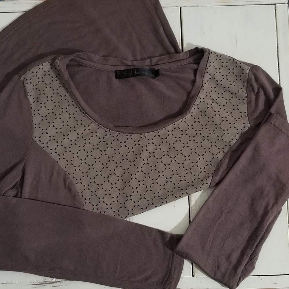 Solitaire L/S Suede Detail Blouse